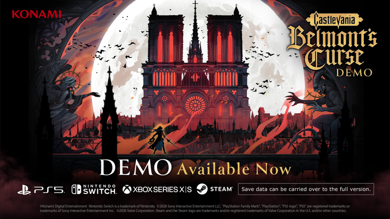 Castlevania: Belmont's Curse playable demo — official KONAMI promotional image