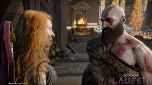 Faye and Kratos in God of War Laufey — official PlayStation promotional image
