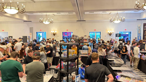 Packed Syndicate trading card show floor in Houston — official event-organizer photo