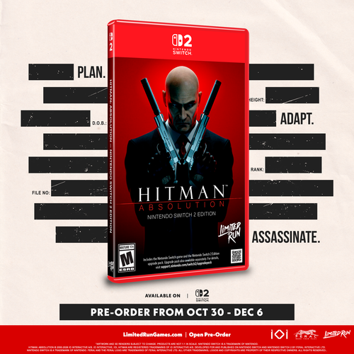 Official Limited Run Games Hitman Absolution Nintendo Switch 2 physical preorder promotional banner