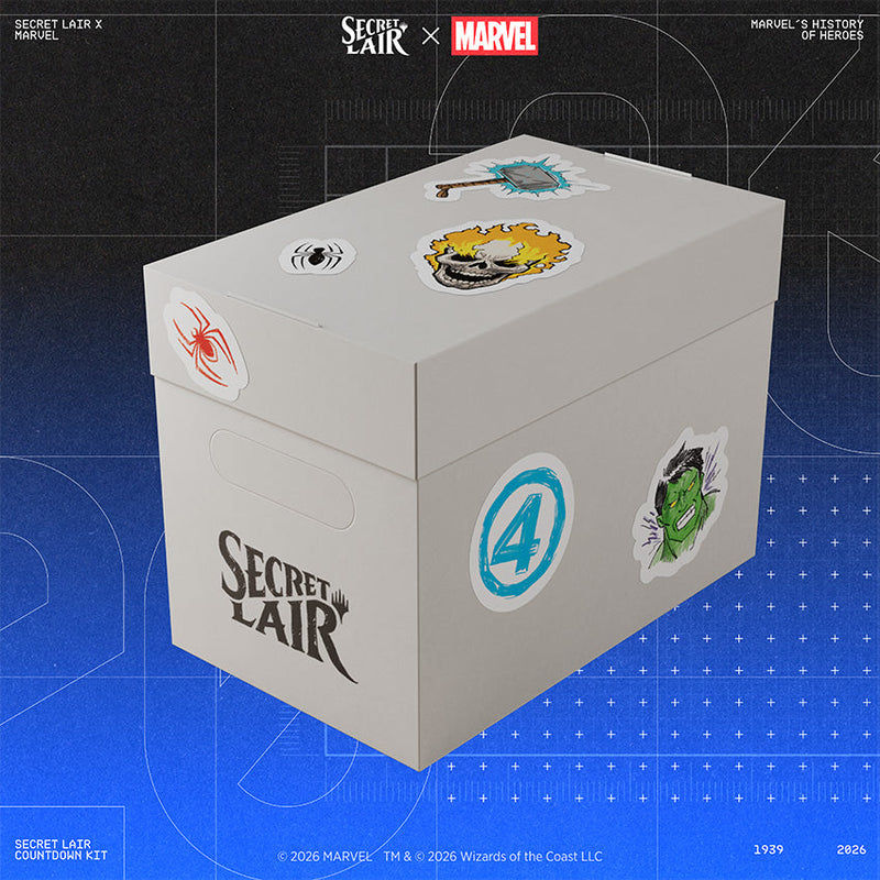 Official Marvel's History of Heroes Secret Lair Countdown Kit packaging