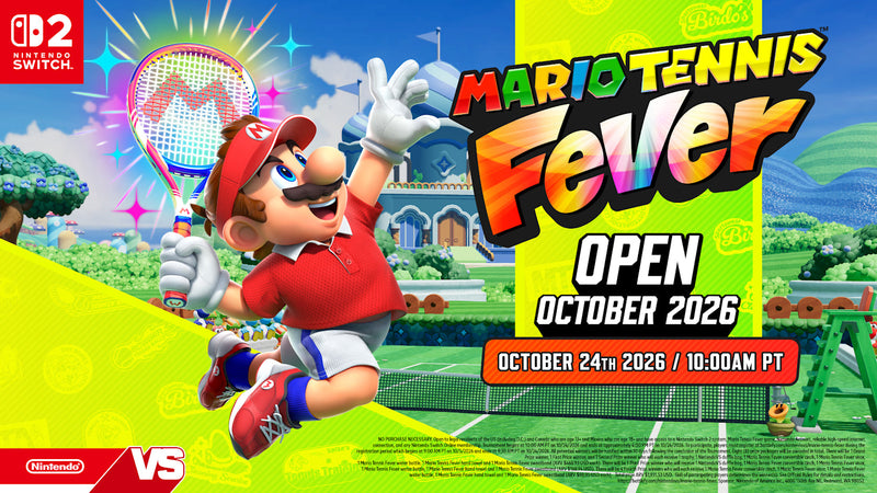 Official Nintendo Mario Tennis Fever Open October 2026 tournament banner