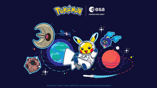Pokémon and ESA collaboration key art featuring Astronaut Pikachu