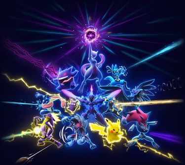 Official Pokémon Night Out artwork featuring Pikachu, Mewtwo, Gengar and other Pokémon in neon lighting