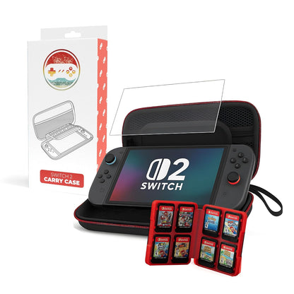 Nintendo Switch 2 Carry Case Bundle | Screen Protector + Game Card Holder