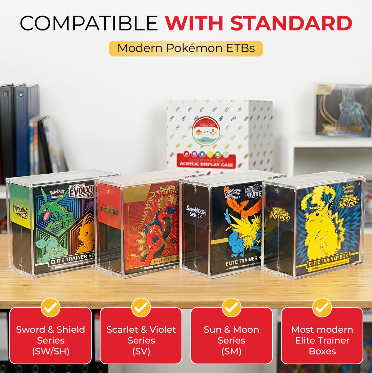 Pokémon ETB Acrylic Display Case | Magnetic Lid, UV Protection