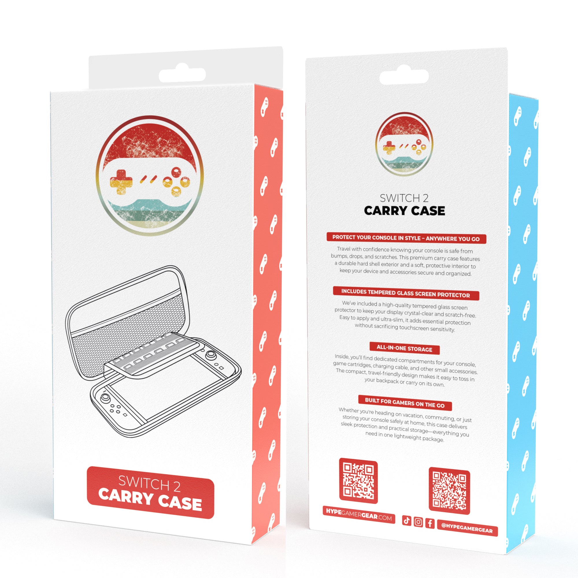 HYPE GAMER GEAR Protective Carry Case for Nintendo Switch 2 – Free Tempered Glass Screen Protector & Free Game Card Holder – Shockproof, Travel Friendly Premium Bundle