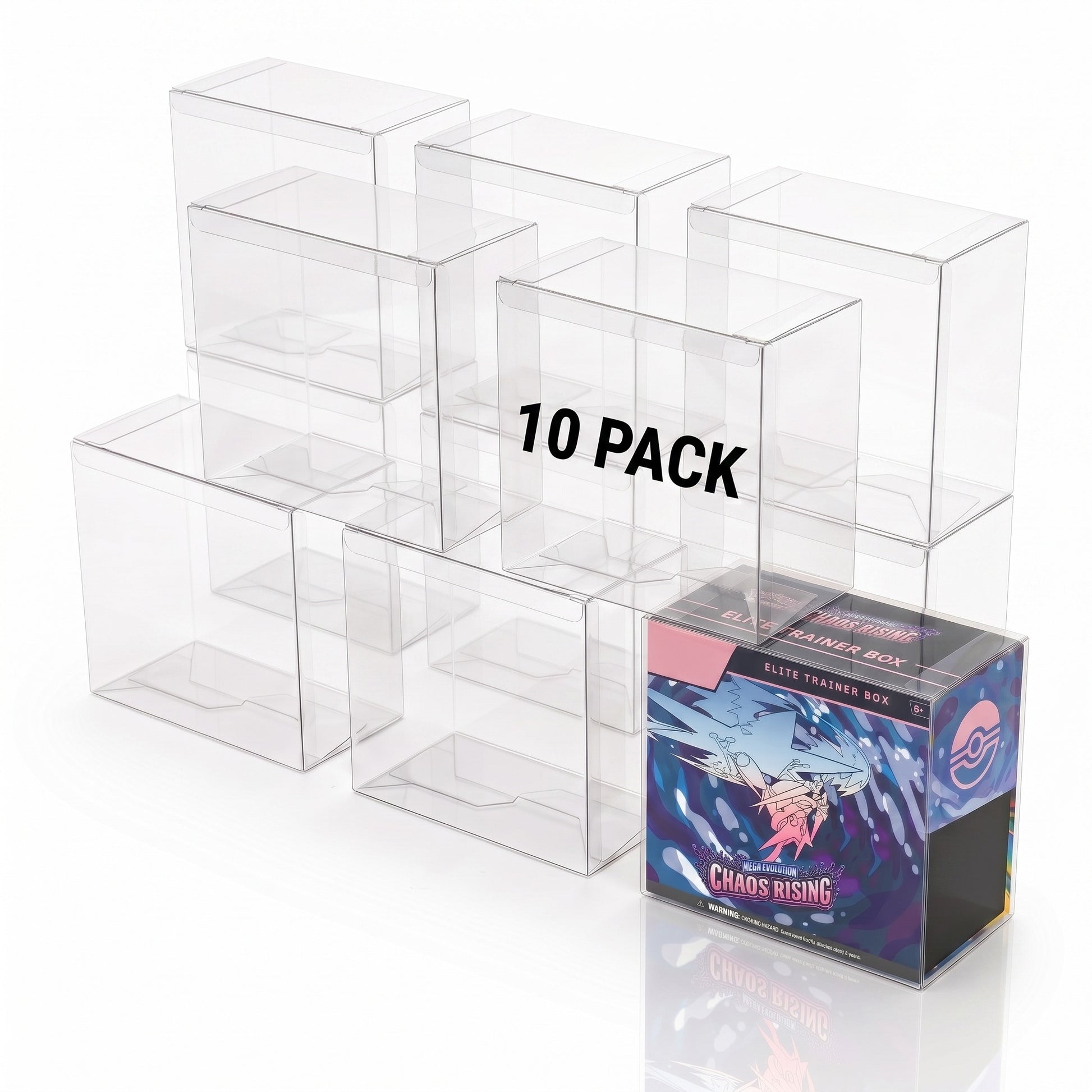 10-pack clear PET ETB protectors; ETB not included