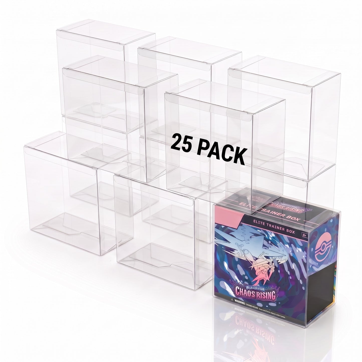 25-pack clear PET ETB protectors; ETB not included