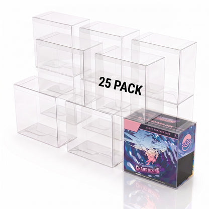 25-pack clear PET ETB protectors; ETB not included