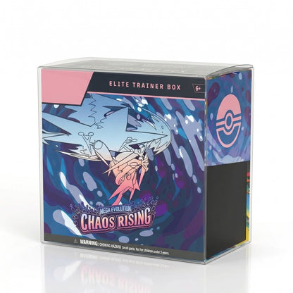 Clear PET protector displaying an Elite Trainer Box